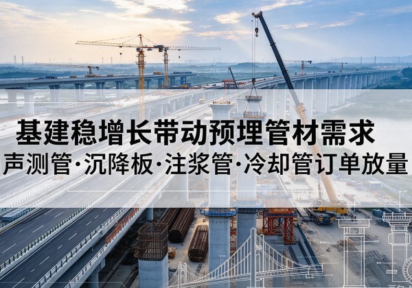 孟连基建稳增长带动预埋监测管材需求，声测管、沉降板、注浆管订单持续放量
